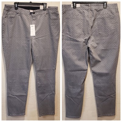 NWT Chicos Womens Gray Polka Dots Mid Rise Skinny Jeans Size 3.5R