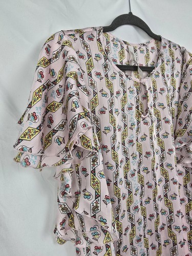 Melissa McCarthy Seven7 Flutter Sleeve Fairy Cottagecore Tunic Top sz L - Picture 3 of 7