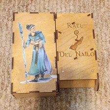 Wooden Rectangular Dice Box Purple Lined Fant...
