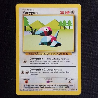 Porygon 39/102 Uncommon Base Set Unlimited Pokemon Damaged