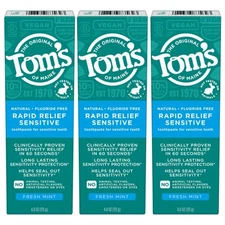 Fluoride-Free Rapid Relief Sensitive Toothpaste Fresh Mint 4 oz. 3-Pack Packa...