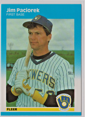 Jim Paciorek Milwaukee Brewers First Base 1987 Fleer ''''UPDATE'''' Card # U-95 NrMt