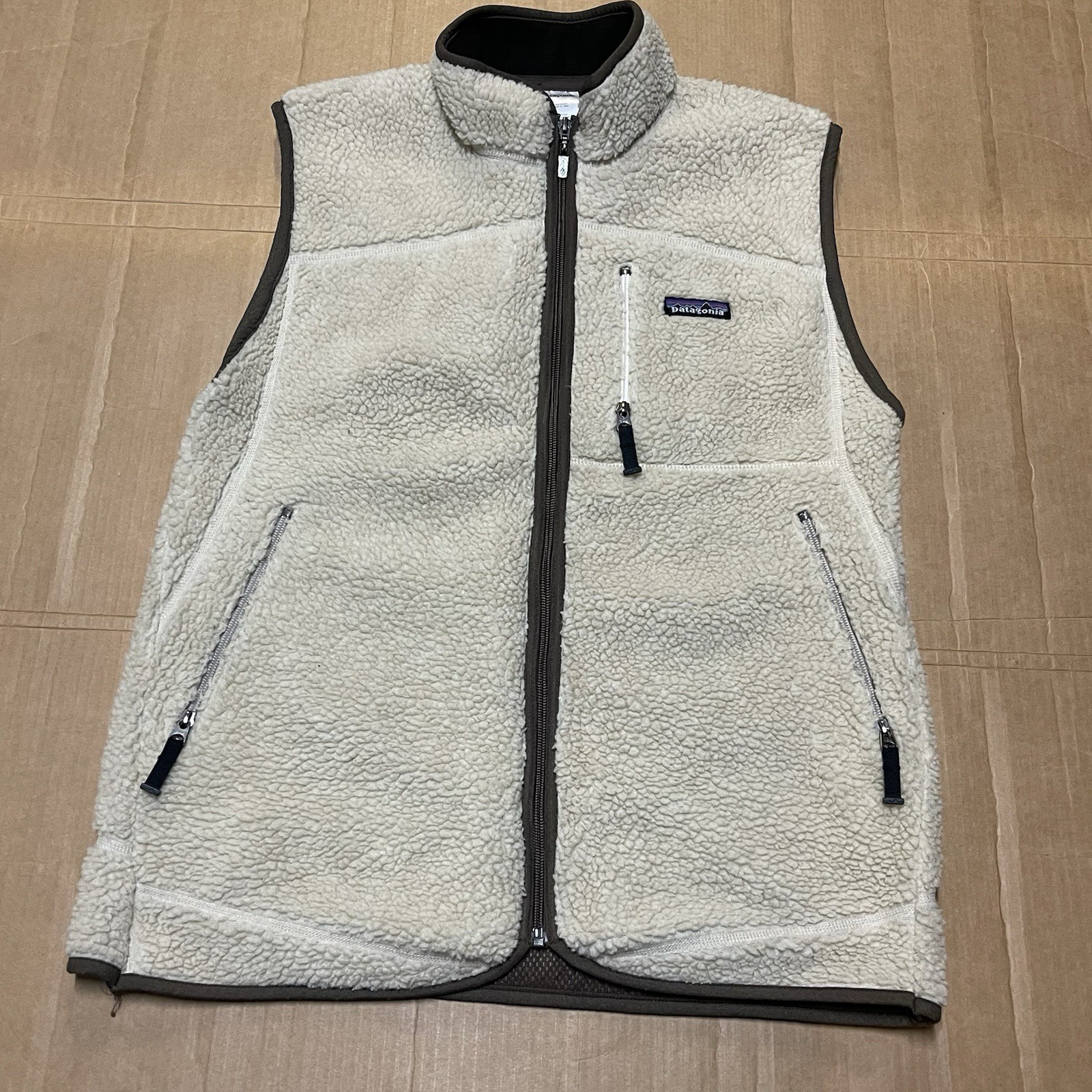 Patagonia Retro Fleece/Sherpa Vest Natural Deep Pile Cream Brown Men's Sz L