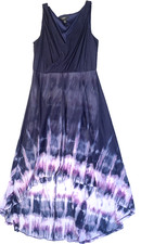 Simply Vera Wang Women’s Navy Blue Tie Dye Fun Summer Maxi Sun Dress Size M
