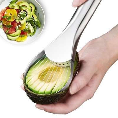 Choxila Avocado Slicer Tool - 2-in-1 Stainless Steel Cutter Silver 