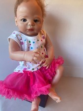 18 Inch Realistic Silicone Baby Girl Reborn Doll Full Body in Polka Dot TuTu