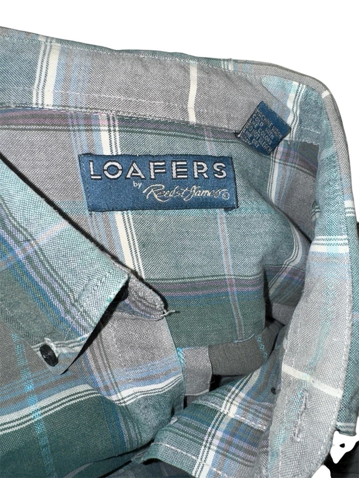 Mocasines de Colección Años 90 Reed St. James Hombres Abotonados SS Camisa a Cuadros Informal 2XL Foto 4 de 4