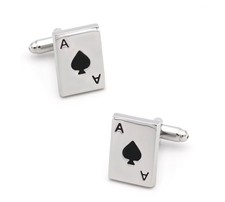 Manschettenkn&ouml;pfe Poker Skat Kartenspiel Pik Ass Casino Anzug Smoking Uniform