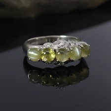 Estate 2.96 cttw Cats Eye Chrysoberyl Diamond Platinum Ring 15042