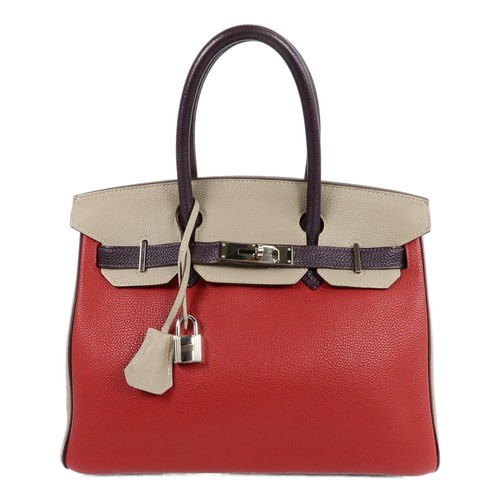 HERMES PHW Birkin 30 Hand Bag Togo Leather 3 Tone