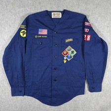 Boy Scouts Of America Cub Scout Shirt Boys 18 Blue Uniform Patches Long Sleeve