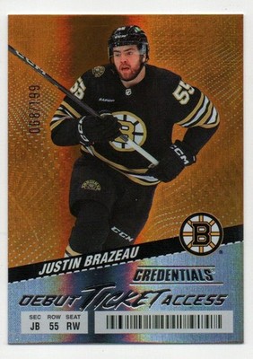 2024-25 Upper Deck Credentials Justin Brazeau Orange Debut Ticket Access #/199 