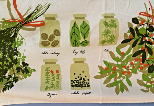 Vintage Vera Neumann Spices & Ladybug Cotton Tablecloth Cutter Crafts 46×44 in - Picture 2 of 15
