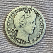 1914-D Barber Quarter VG 90% Silver