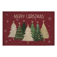 Red Xmas Tree Snowflakes Door Mat Merry Christmas Holiday Rugs 2x3 Washable S...