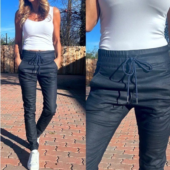 Bevy flog navy blue shely origional stripe jogger pants 26