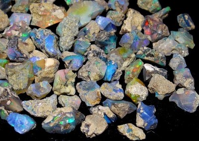Ethiopian Opal Raw Rough Gemstone, Crystal Uncut Raw Fire Opal Stone, Variations
