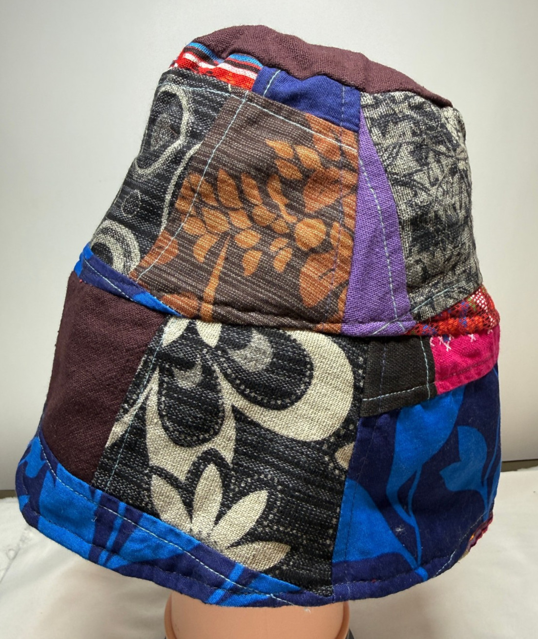 Boho Patchwork Bucket Hat Reversible - image 7