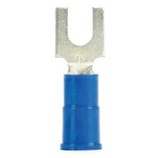 Fork Terminal, 6 Stud Size, 14 AWG, 600 V, Vinyl Insulated, Blue, Crimp