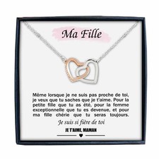 Collier Personnalisé pour Femme avec Pendentif en Forme de Coeurs Entrelacés...