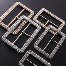 1 PC 40mm Crystal Belt Buckle Rhinestone Single Prong Buckle Hardware Accessory