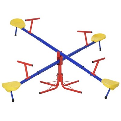 360° Swiveling 4-Person Kids Teeter Totter Seesaw Playground Ages 3-8