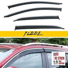 4pcs Smoke Tint with Chrome Trim Window Visors Compatible with 2018-2024