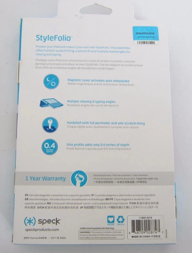 Speck Products StyleFolio Slim Case & Stand for iPad Mini 4 Black/White New - Image 2 of 4