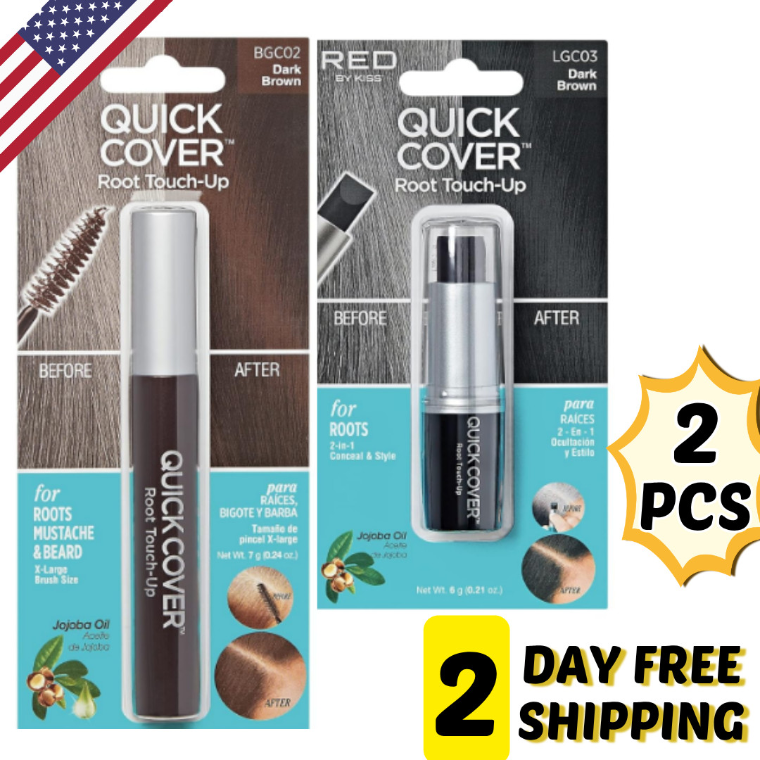 Kiss Quick Cover Gray Hair Touch Up 2-PCS Brush & Stick Type