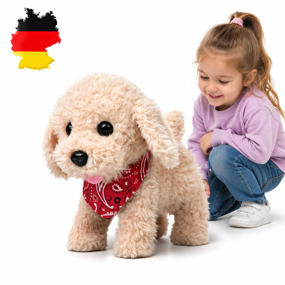 Giocattolo Elettrico per Cani Bambini Peluche Coda Cazza Abbaiare Con Accessori