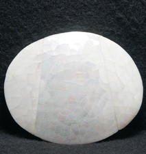 WK15152 NOS VINTAGE 1970s  WHITE ABALONE  UNISEX FASHION OVAL BELT BUCKLE