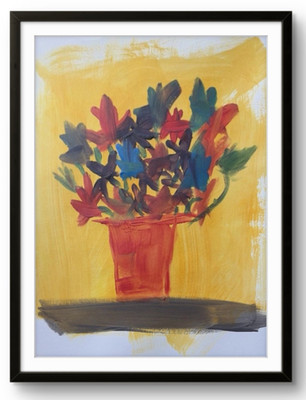 Original Vibrant 11x14 Abstract Flower Painting Acrylic Paper Signed Modern Art