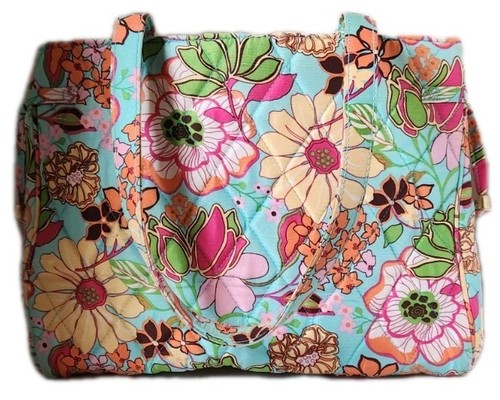 Vera Bradley Colección 100% Seda Tropical Floral Bolso de Hombro Cartera Aqua Coral - Imagen 5 de 10