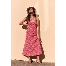 New Free People Ruby's Sweetheart Midi Dress $148 SIZE 2 Red Berry Floral