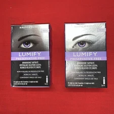 LOT 2 BAUSCH + LOMB LUMIFY REDNESS RELIEVER EYE DROPS 20 X2 40 SINGLE USE VIALS!