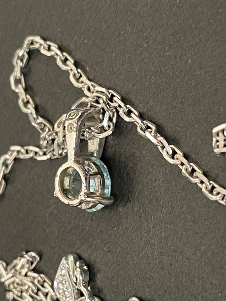 Ketting blauw hart Swarovski & Sterling Zilver - Blue Zircon AB | Shiny Happy Pebble
