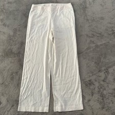 Chico's White Linen Blend Straight Wide Full Length Pants Women's 1R 8 Regular