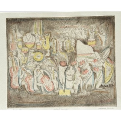 Irving Amen Hand Signed Limited Edition Artists Proof Lithograph Orchestra