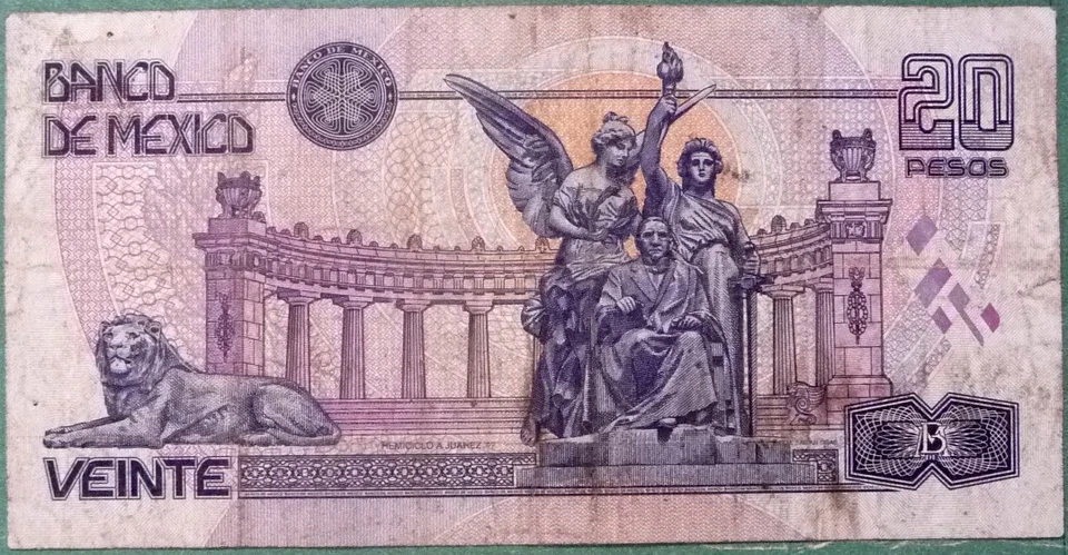 MEXICO 20 PESOS COMMEMORATIVE NOTE , P111,   issued 28.1. 2000, 75 YEARS OF BANK - Image 3 of 3