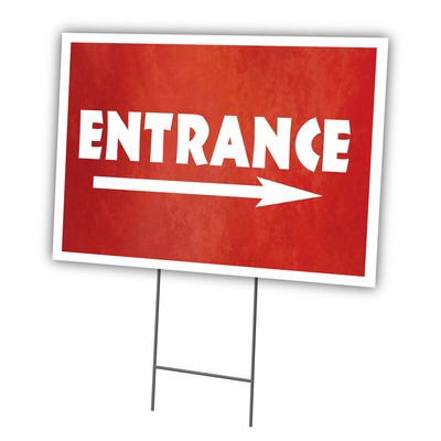 Entrance Right Arrow Yard Sign & Stake Outdoor Coroplast Advertising Displays