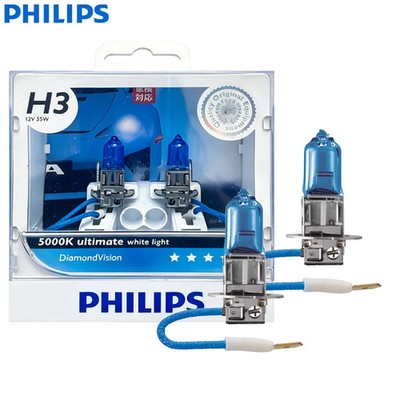 Philips H3 Diamond Vision 5000K Cool White PK22S Car Halogen Front Fog Lights