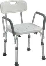 Drive Medical 12445KD-1 Shower Chair with Back and Padded Arms, Adjustable Heigh