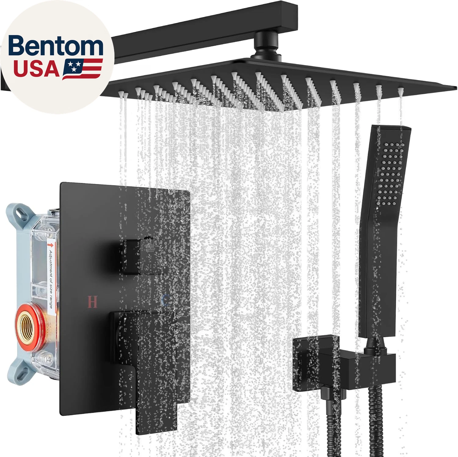 Rainfall Bathroom Shower System Rain Shower Head and Handle Set Wall Mounted Sho