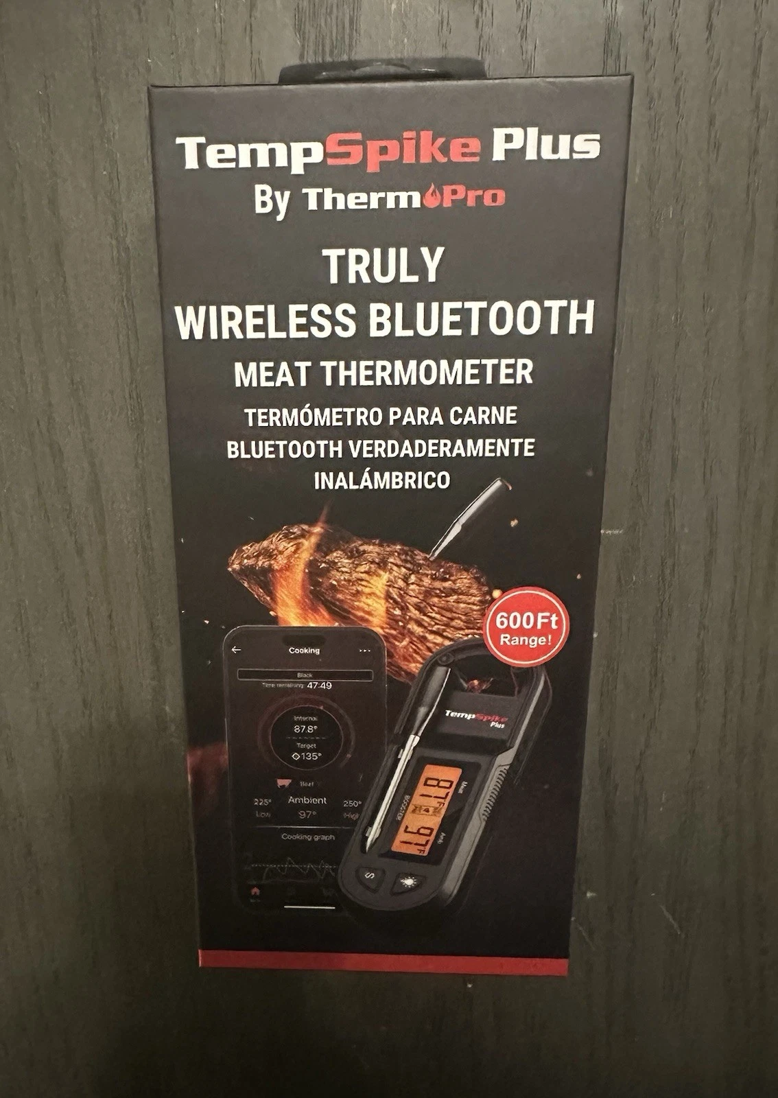 NEW ThermoPro TP971W TempSpike Plus 600FT Bluetooth Wireless Meat Thermometer