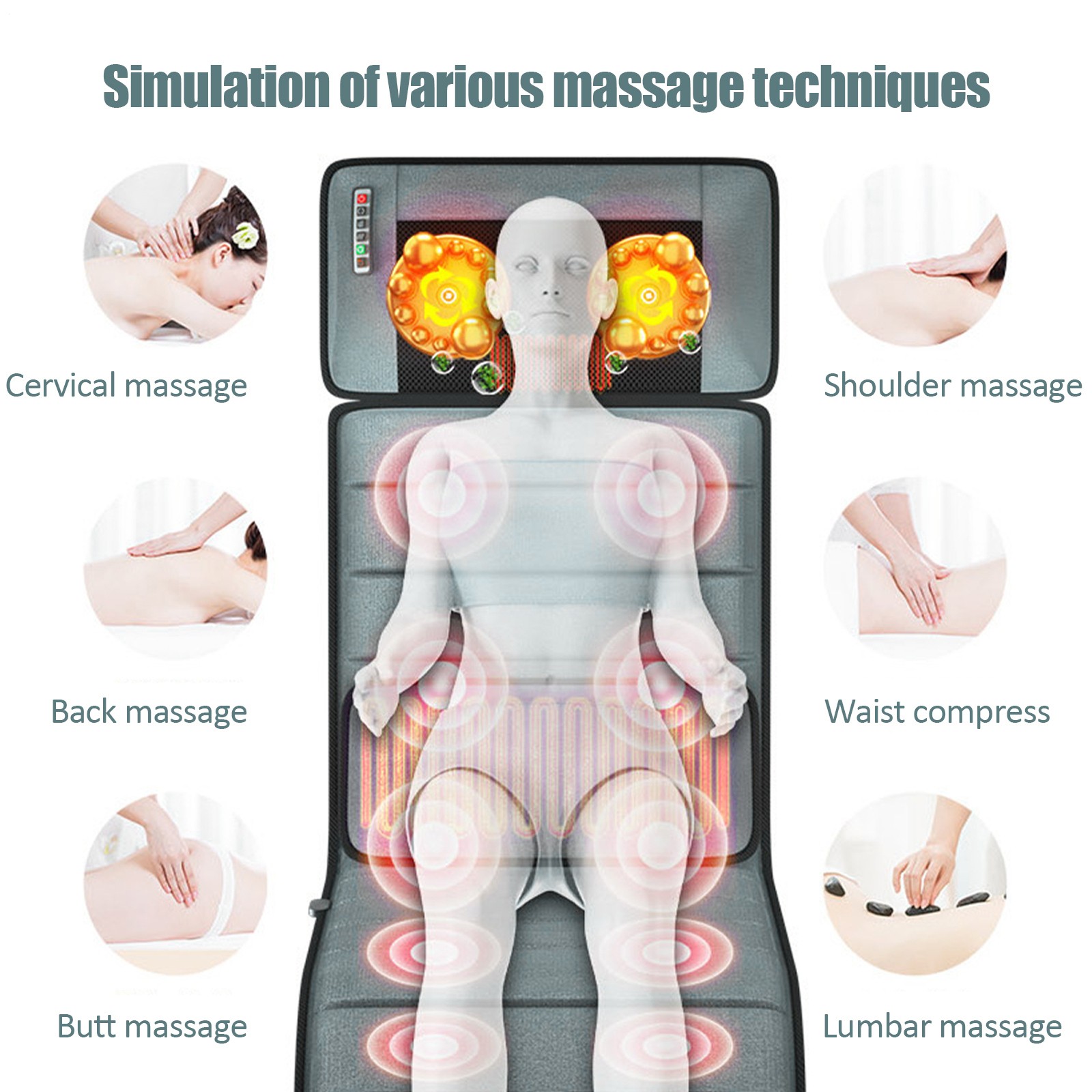 Vibrating Massage Mat With Heat Full Body Massager For Blood Circulation US