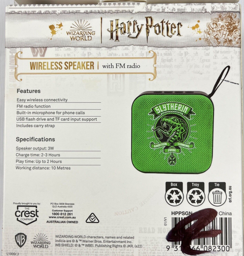 Harry Potter Slytherin Wireless Spreaker with FM Radiowith Built in Microphone N - Picture 5 of 6