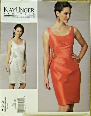 VOGUE PATTERN 1242 DRESS DESIGNER   MISSES SIZES 6 8 10 12 UNCUT