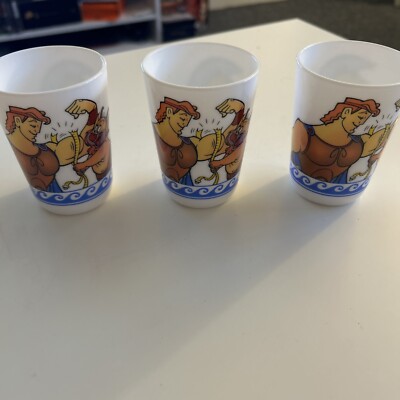 3 Vintage Disney Herkules weiße Gläser