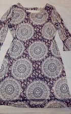 F&F Dress Size 14 Women's Retro A-Line Tunic Shift Dress Stretch Holiday tpcc~~~