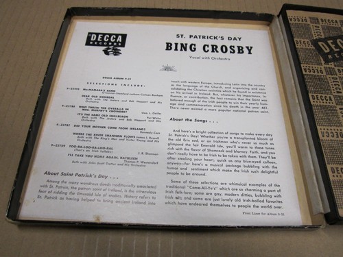 BING CROSBY - ST. PATRICK'S DAY - 45 BOX SET - VINYL / 4 RECORDS, UNPLAYED / NM - Picture 5 of 16